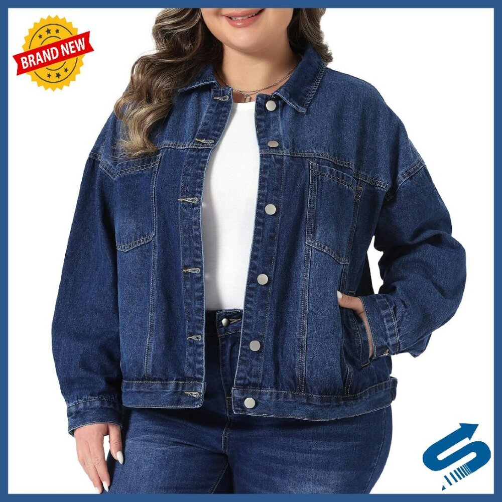 Plus Size Denim Jacket Long Sleeve Button Vintage Western Fit